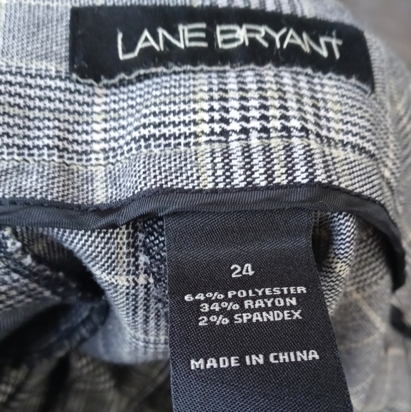 Lane Bryant Gray Plaid Womens Wide Leg Trousers Button up Zip Closure Size 24 - Picture 5 of 7